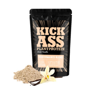 Kick Ass plant-based protein powder dark vanilla small pack.