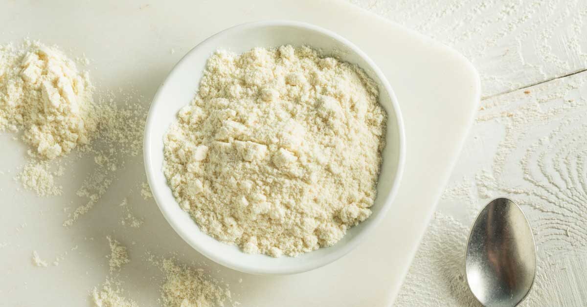 Whey protein in a bowl used in Kick Ass whey protein powder.