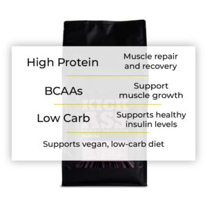 Kick Ass plant protein double choc flavour quick facts.